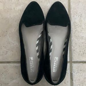 Sperry black suede flats.